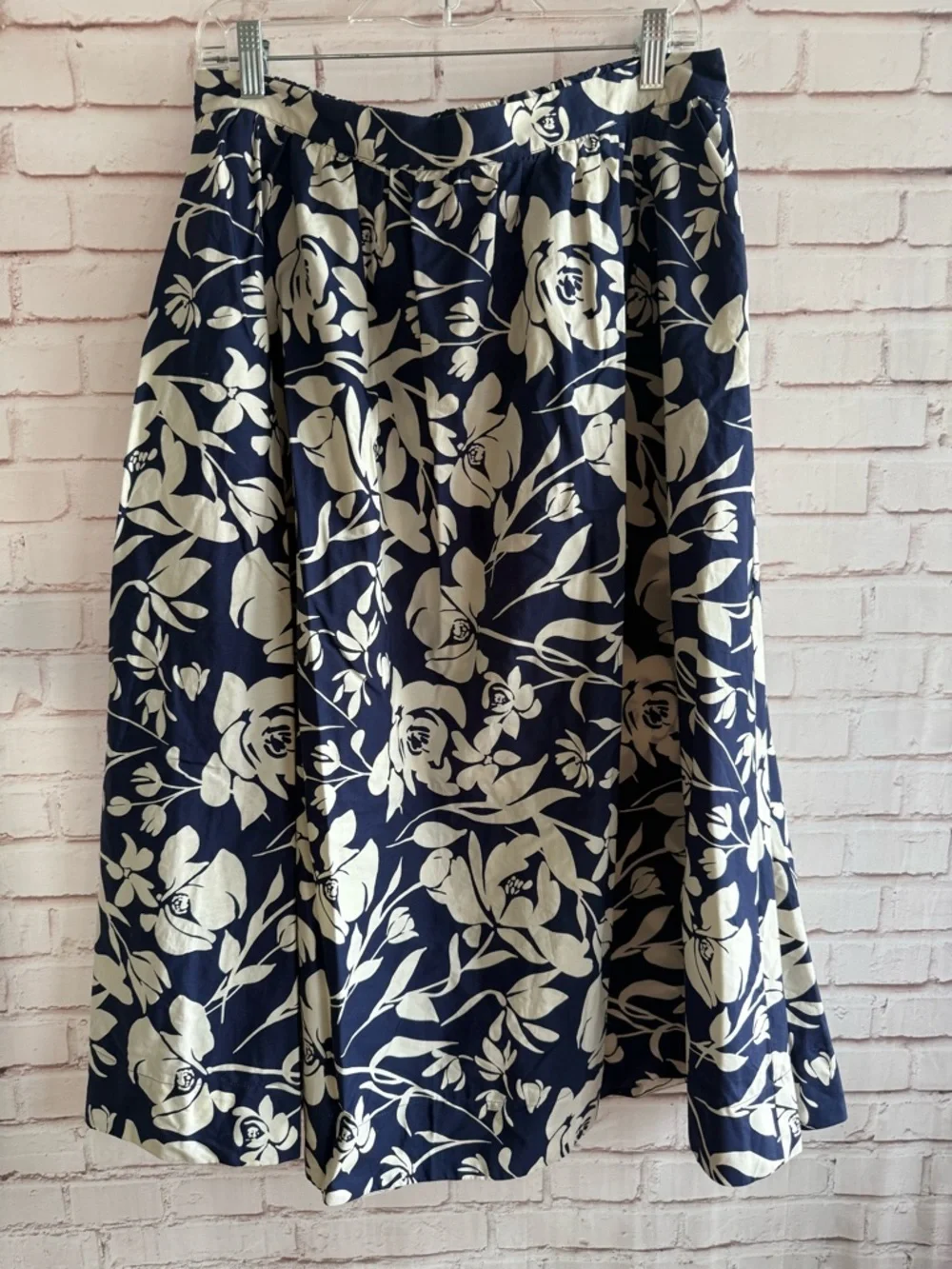 Navy‎ and Cream Floral Scoop Neck Tank and Matching Skirt Set